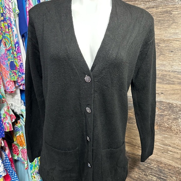 Talbots Elegant Black Cardigan with Button Detail - Picture 9 of 9
